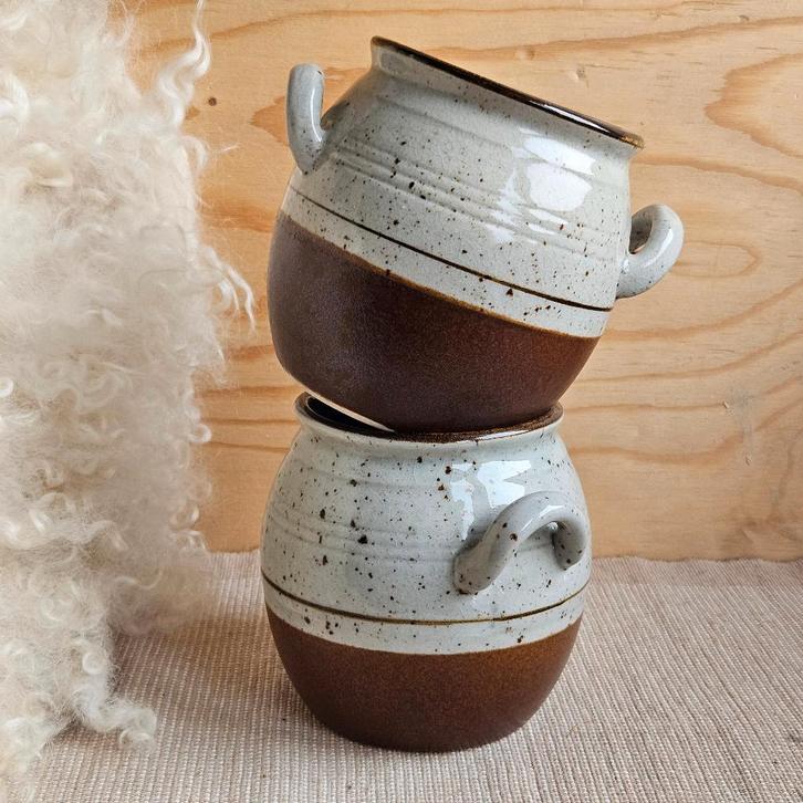 Twee seventies stoneware potten, Huis en Inrichting, Keuken | Potten en Pannen, Zo goed als nieuw, Pot, Bus of Blik, Overige materialen