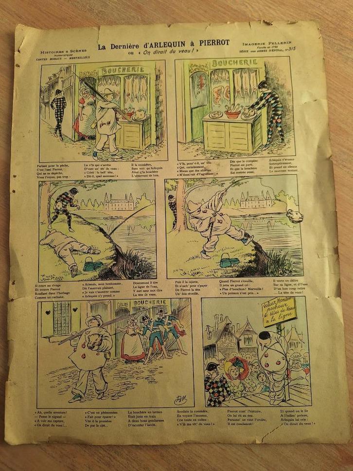 Oude bladzijde uit Frans prentenboek, Antiek en Kunst, Curiosa en Brocante, Ophalen of Verzenden