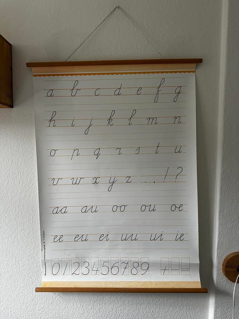 Schoolplaat letters en cijfers, Antiek en Kunst, Antiek | Schoolplaten, Ophalen of Verzenden, Overige thema's