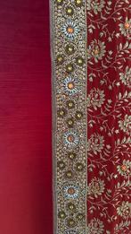 Gordijn van Indiase sari met gouddraad en steentjes, 100 tot 150 cm, 200 cm of meer, Ophalen of Verzenden, Zo goed als nieuw