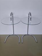 vintage Ikea design RY bijzettafeltje chroom buisframe glas, Huis en Inrichting, Tafels | Sidetables, Ophalen, 50 tot 100 cm, Rond