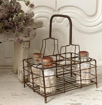 Brocante oud Frans draad glazenrekje / glazen rekje beschikbaar voor biedingen