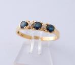 18 karaat Gouden Alliance Ring Damesring Diamanten Saffieren, Jw, Verzenden, Nieuw, 17 tot 18