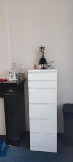Witte MALM Ladekast met 6 lades en spiegel (40x 123 cm), Huis en Inrichting, Ophalen, Minder dan 50 cm, 5 laden of meer, 100 tot 150 cm