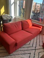 Rode twee- of driepersoonsbank, Ophalen, 90 cm, Tweepersoons, Zo goed als nieuw