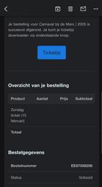 2x za 15-02 carnaval Merx Berghem, Tickets en Kaartjes, Concerten | Overige, Twee personen, Februari