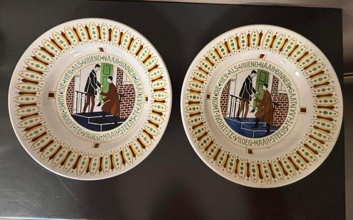 Holland Handelsmerk wandborden met spreuk, Antiek en Kunst, Antiek | Wandborden en Tegels, Ophalen of Verzenden