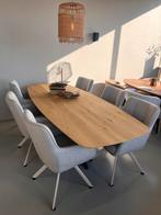 6 draaibare stoelen lichte stof met armleuning lichte poot, Ophalen of Verzenden, Stof