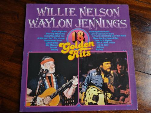 LP - Willie Nelson & Waylon Jennings - 18 Golden Hits, Cd's en Dvd's, Vinyl | Country en Western, Zo goed als nieuw, Ophalen of Verzenden