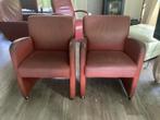 2 leuke rood leren stoeltjes, Huis en Inrichting, Fauteuils, Ophalen of Verzenden, Gebruikt, Leer, 50 tot 75 cm