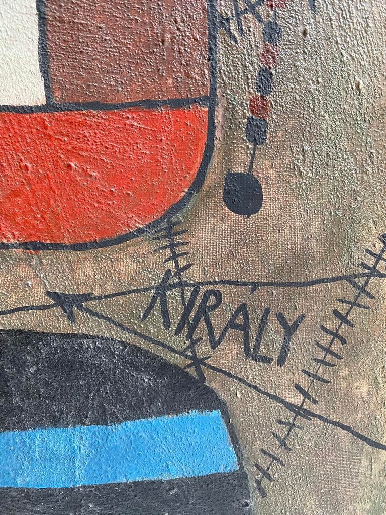 Abstract olieverf schilderij van Laszlo Kiraly, Antiek en Kunst, Ophalen of Verzenden