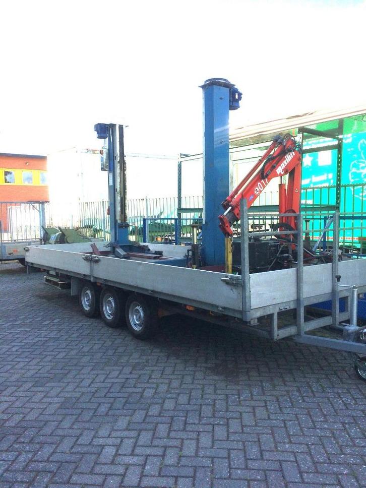 3-assige aanhangwagen met hydr. kraantje, Auto diversen, Aanhangers en Bagagewagens, Gebruikt, Ophalen