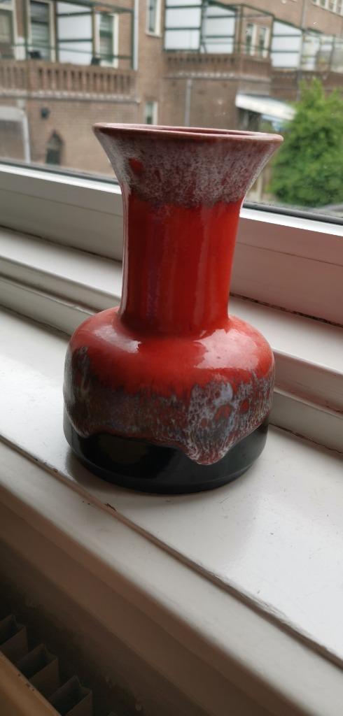 retro vaas, Huis en Inrichting, Woonaccessoires | Vazen, Gebruikt, Oranje, Minder dan 50 cm, Aardewerk of Porselein, Ophalen