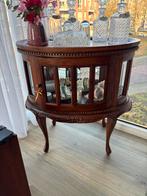 Koloniaal vintage Theekastje bijzetkastje glazen vitrinekast, .., 50 tot 100 cm, Zo goed als nieuw, Minder dan 100 cm