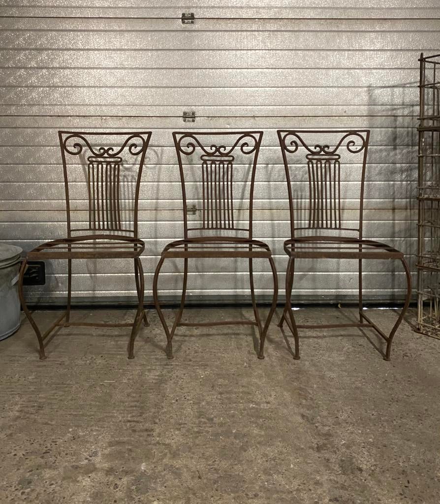 Smeedijzeren Stoelen, Tuinstoelen. Zes stuks op voorraad., Ophalen