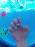 Blauwe Marmer Press-on Nagels 3D, Nieuw, Handen en Nagels, Toebehoren, Verzenden