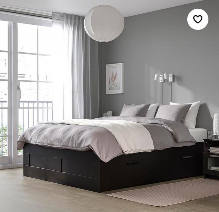 Ikea BRIMNES Bedframe (incl. lattenbodem), 140x200 cm, zgan, Huis en Inrichting, Slaapkamer | Bedden, Zo goed als nieuw, Tweepersoons