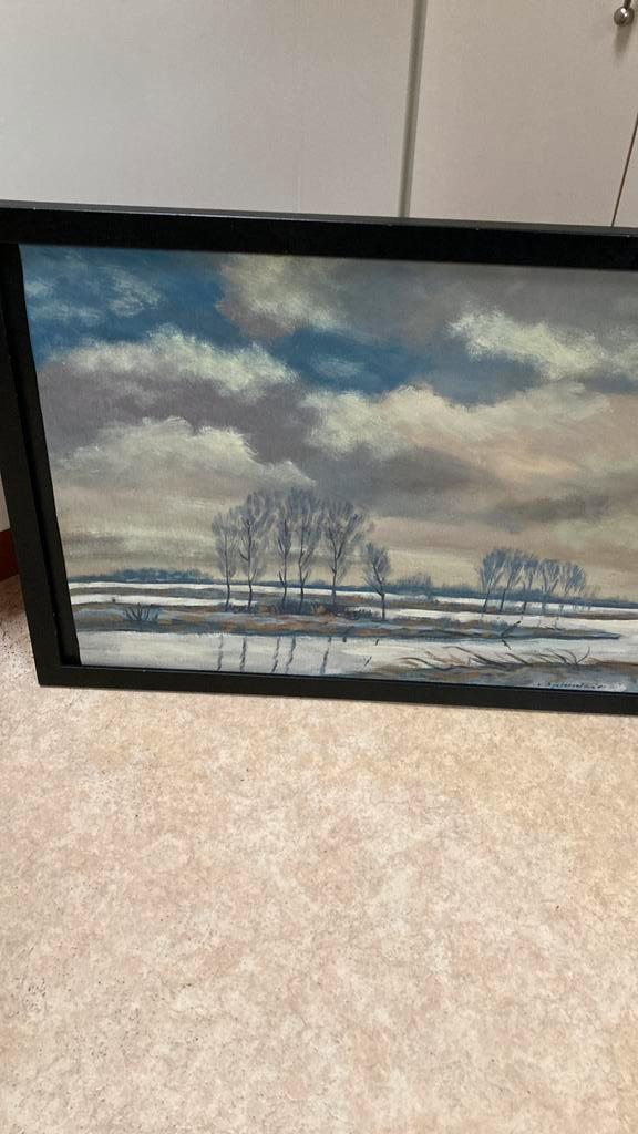 Winter Landschap bij de Linge Joh. Bijsterveld, Antiek en Kunst, Kunst | Schilderijen | Klassiek, Ophalen of Verzenden