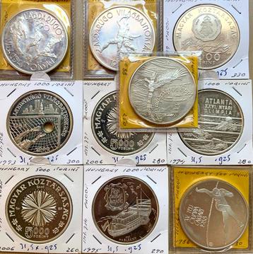 Hongarije 10x 500 & 1000 Forint. Totaal ca. 275 netto zilver beschikbaar voor biedingen