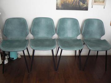 stevige eetkamer stoelen 6x blauw/groen  beschikbaar voor biedingen