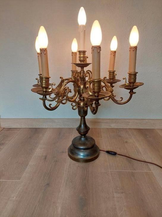 Antieke kandelaar tafellamp met 7 lichtpunten, Antiek en Kunst, Antiek | Lampen, Ophalen