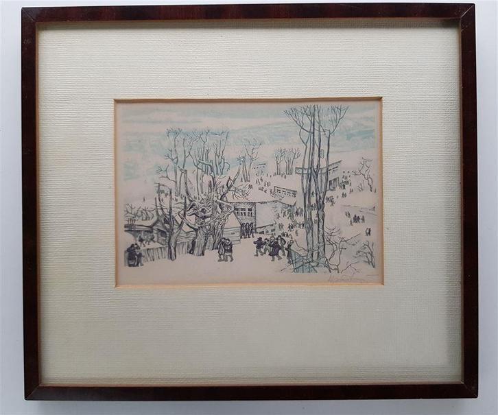 Yury Kriklovensky, kleuren houtdruk,, Antiek en Kunst, Kunst | Etsen en Gravures, Ophalen of Verzenden