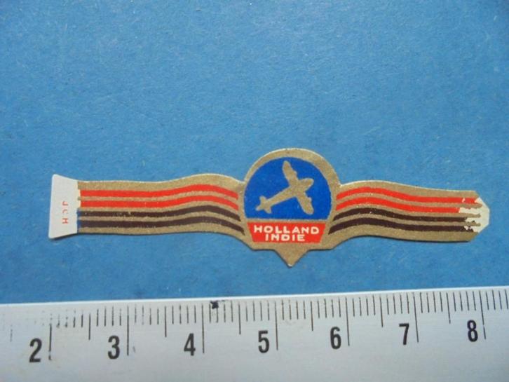 Oude sigarenband Holland Indië + vliegtuig, Verzamelen, Rookartikelen, Aanstekers en Luciferdoosjes, Zo goed als nieuw, Sigarenbandjes