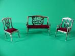 Mooi Zilveren Bankstel- Bankje met 2 Stoelen - Miniatuur, Verzenden, Zilver