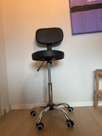 Tabouret met rugleuning, verstelbaar, Ophalen, Gebruikt, Zwart, Bureaukruk