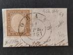 ITALIË - SARDEGNA 1861 10 c. bruno tenue Sa14Ch 5 punten, Ophalen of Verzenden, Gestempeld