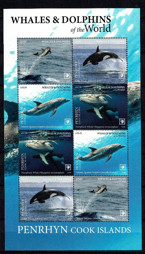 PENRHYN PF BLOK WALVISSEN DOLFIJNEN ZEEZOOGDIEREN ZEELEVEN 1, Ophalen of Verzenden, Postfris, Dier of Natuur
