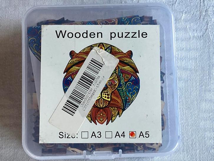 Wooden puzzle leeuw A5 houten legpuzzel, Hobby en Vrije tijd, Denksport en Puzzels, Zo goed als nieuw, Minder dan 500 stukjes