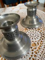 Vintage Tinnen Kandelaars - Haugrund Norway, Antiek en Kunst, Ophalen of Verzenden, Overige materialen
