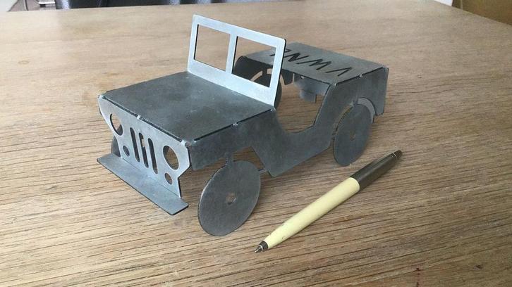 Willys Jeepmodel, RVS, 17 cm, Verzamelen, Militaria | Tweede Wereldoorlog, Nederland, Ophalen of Verzenden