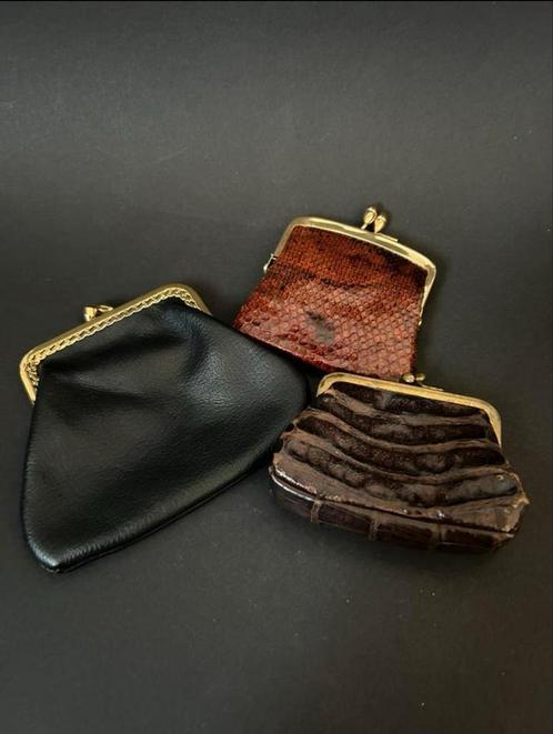 3 Vintage Lederen Knipjes, Sieraden, Tassen en Uiterlijk, Portemonnees, Zo goed als nieuw, Leer, Ophalen of Verzenden
