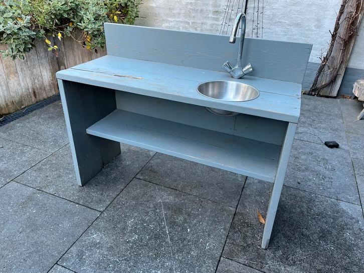 Gratis Houten kinder buitenkeuken met wasbak, Tuin en Terras, Tuintafels, Gebruikt, Rechthoekig, Hout, Ophalen