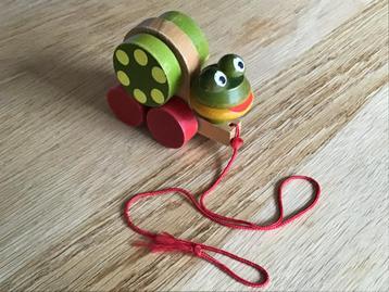 Houten Trekdiertje - Kikker beschikbaar voor biedingen