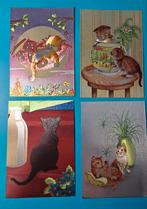 4 kaarten poes kat,  glitter schitter kleurrijk, Verzamelen, Ansichtkaarten | Dieren, Ophalen of Verzenden, 1980 tot heden, Ongelopen