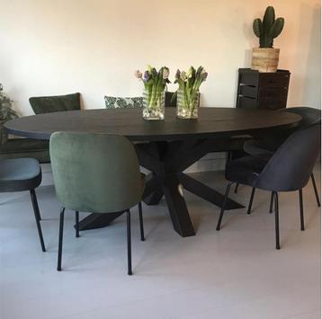 Eiken Ovale tafel 220x110 zwart met matrixpoot beschikbaar voor biedingen