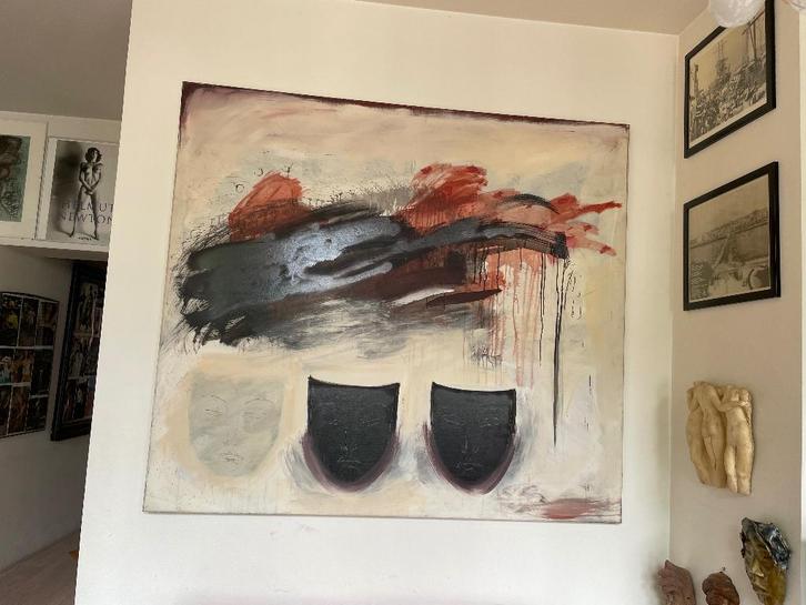 Zeer Groot Olieverf op Doek - Ien van Laanen - Medea Luik, Antiek en Kunst, Kunst | Schilderijen | Abstract, Ophalen