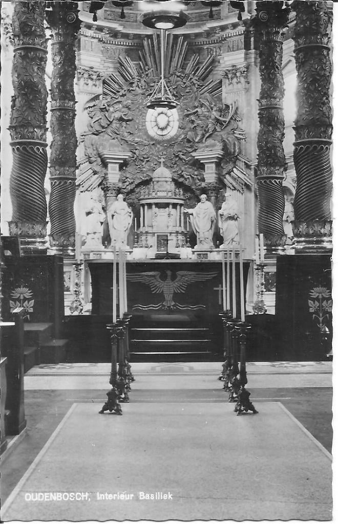 Oudenbosch Interieur Basiliek., Ophalen of Verzenden, 1940 tot 1960, Ongelopen, Noord-Brabant