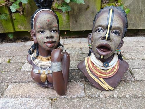 2 Afrikaanse (Afrika) Beelden, Verzamelen, Beelden en Beeldjes, Gebruikt, Mens, Ophalen of Verzenden