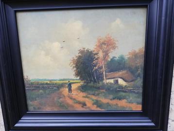 Boer op zandpad. Ca 1900/1930. Olie/doek. Sign. 75/68 cm  beschikbaar voor biedingen