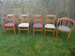 5 vintage eettafel stoelen, 2x Thonet, 2 onbekend, 1 cosmos, Ophalen, Gebruikt, Bruin, Stof