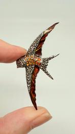 Zilveren zwaluw broche met inleg: glasemaille en marcasieten, Verzenden, Nieuw, Overige kleuren, Zilver