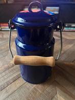 Blauwe melkbus melkkan emaille met houten handvat, Antiek en Kunst, Antiek | Emaille, Ophalen of Verzenden