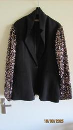 Zwarte Blazer met Paillettenmouwen – Party Chic!, Kleding | Dames, Maat 38/40 (M), Zwart, Ophalen of Verzenden, Zo goed als nieuw