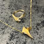 14k gouden ketting met ring nugget model surinaams, Sieraden, Tassen en Uiterlijk, Kettingen, Ophalen of Verzenden, Nieuw, Goud