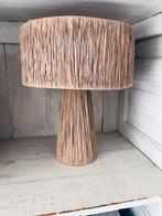 Marokkaanse Raffia Tafellamp, Ophalen, 25 tot 50 cm, Beige, Rond