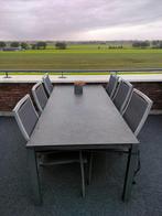Keramische tuintafel met 6 stoelen, Tuin en Terras, Tuintafels, Ophalen, Zo goed als nieuw, Rechthoekig, Overige materialen